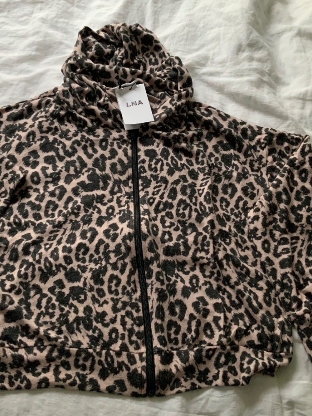 NWT LNA Rose Brushed Leopard Zip Up Jacket Size M